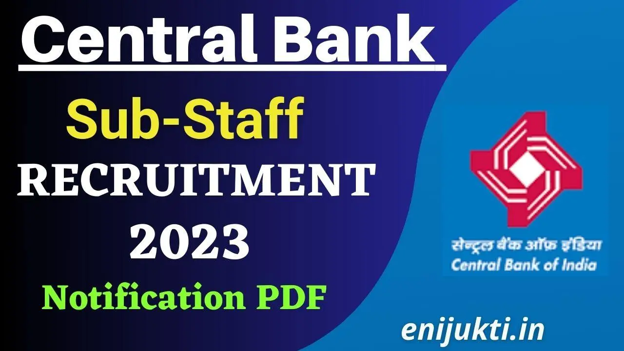 Central Bank of India Safai Karmachari Recruitment 2023 Notification ...